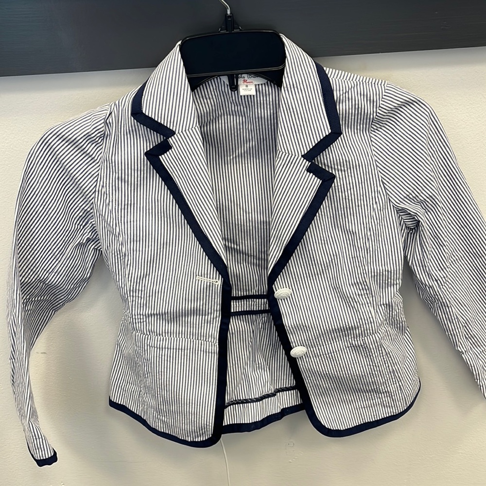 Brooks Brothers girls size 8 blue and white striped blazer